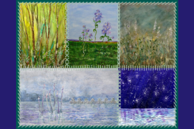 Nature scenes in a patchwork pattern